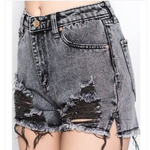 Black denim shorts